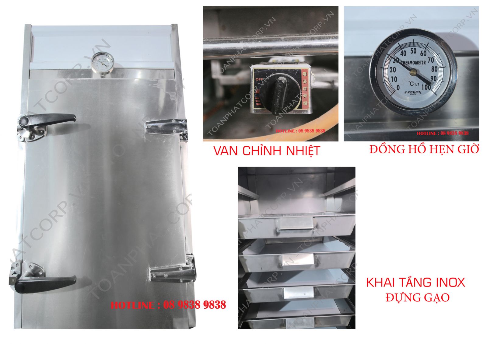 Tủ nấu cơm công nghiệp 12 khay- Sản lượng 40kg/mẻ hàng nhập khẩu