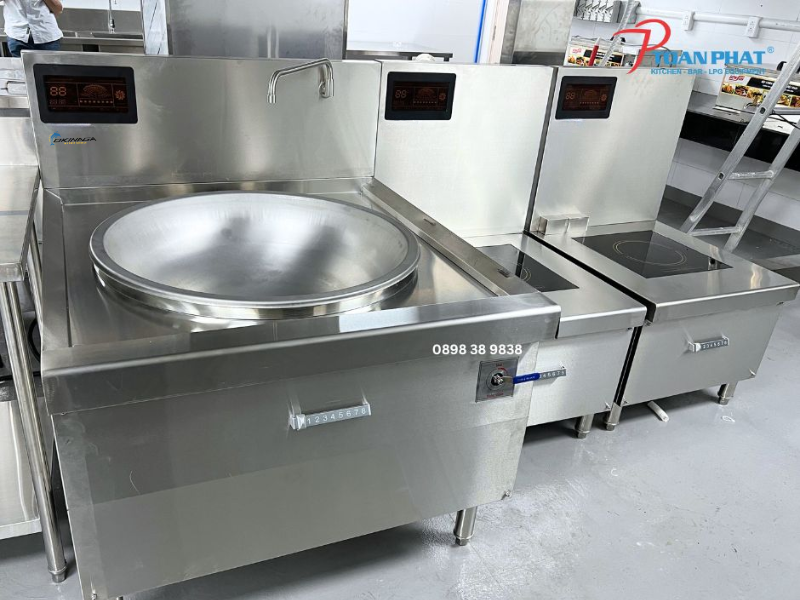 Bếp Á điện từ đơn liền chảo 20kW Okinaga phục vụ xào nấu công suất lớn