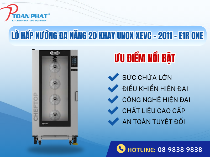 LÒ HẤP NƯỚNG ĐA NĂNG 20 KHAY UNOX XEVC-2011-E1R ONE 2 Đặc điểm của lò hấp nướng đa năng 20 khay UNOX XEVC-2011- E1R ONE