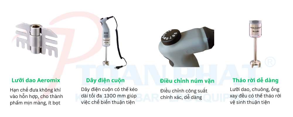 Máy xay trộn cầm tay Robot Coupe MicroMix 10 Ưu điểm của máy xay trộn cầm tay Robot Coupe