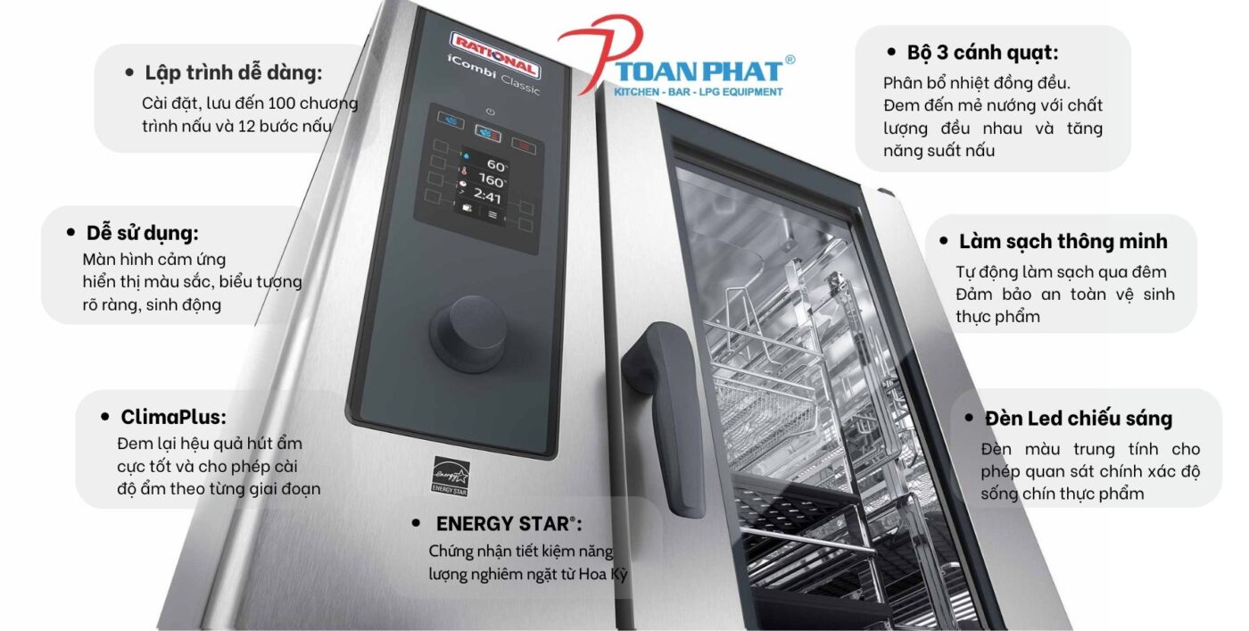 LÒ HẤP NƯỚNG ĐA NĂNG RATIONAL ICOMBI CLASSIC 10 KHAY GN 1/1 3 Rational Combi 1400x707 1