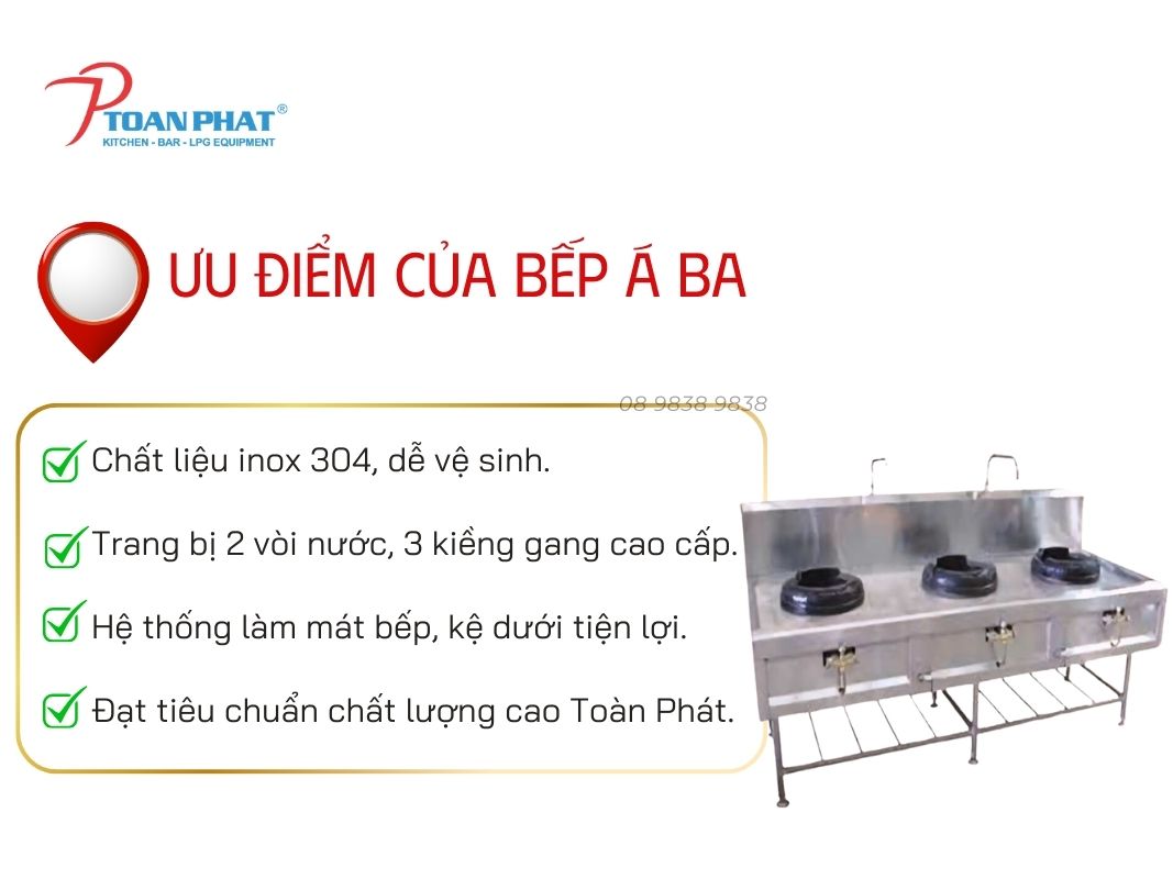 BẾP Á BA CÓ KỆ DƯỚI 3 Ưu điểm của bếp Á ba có kệ dưới