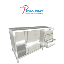 BÀN TỦ INOX CỬA MỞ CÓ NGĂN KÉO