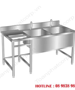 CHẬU RỬA INOX ĐÔI 9 chau rua inox doi co lo xa rac toanphatcorp 1553670879127