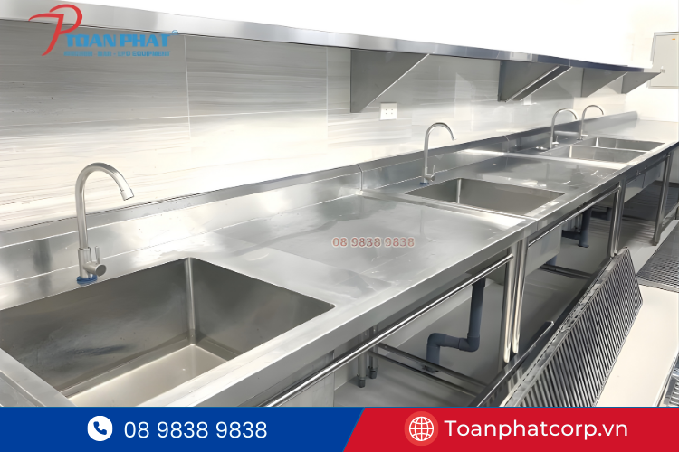 Bàn inox và chậu rửa công nghiệp