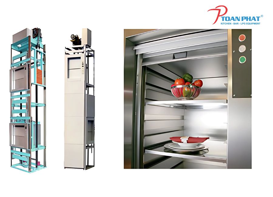 THANG TỜI THỰC PHẨM 3 Dây cáp và hệ thống ròng rọc của thang tời