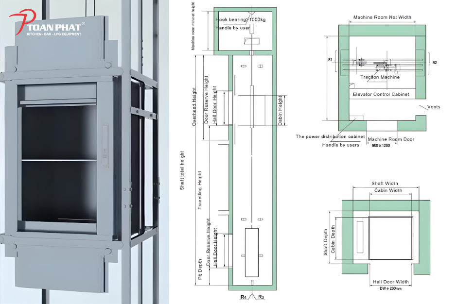 THANG TỜI THỰC PHẨM 5 Kích thước thang thực phẩm