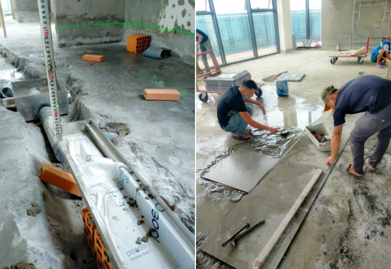 MƯƠNG THOÁT SÀN 6 Toàn Phát thi công lắp đặt mương thoát sàn inox cho khu bếp công nghiệp