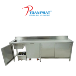 BỒN RỬA CHÉN INOX 1 NGĂN CÓ TỦ