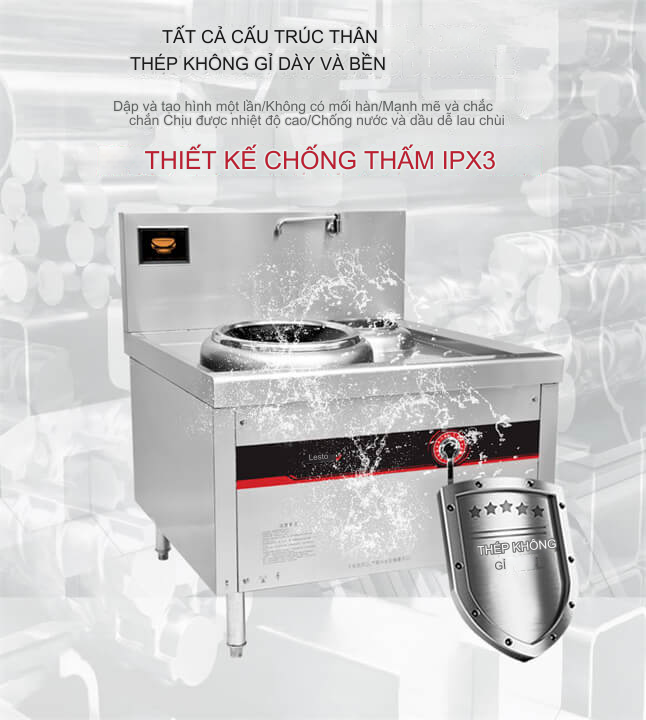 BẾP ĐIỆN TỪ ĐÔI CHẢO RỜI CÓ BỒN NƯỚC LESTOV LT-X400II-E108Y 10 thiet ke chong nuoc