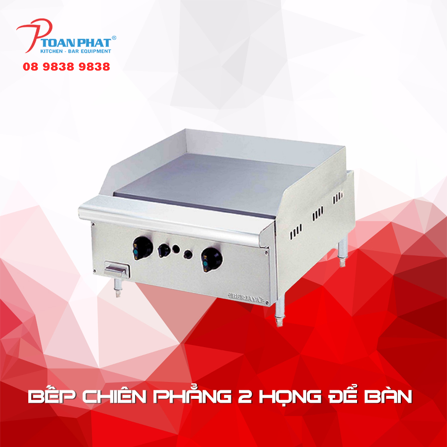 thiet20bi202-4 bếp chiên phẳng 2 họng để bàn berjaya
