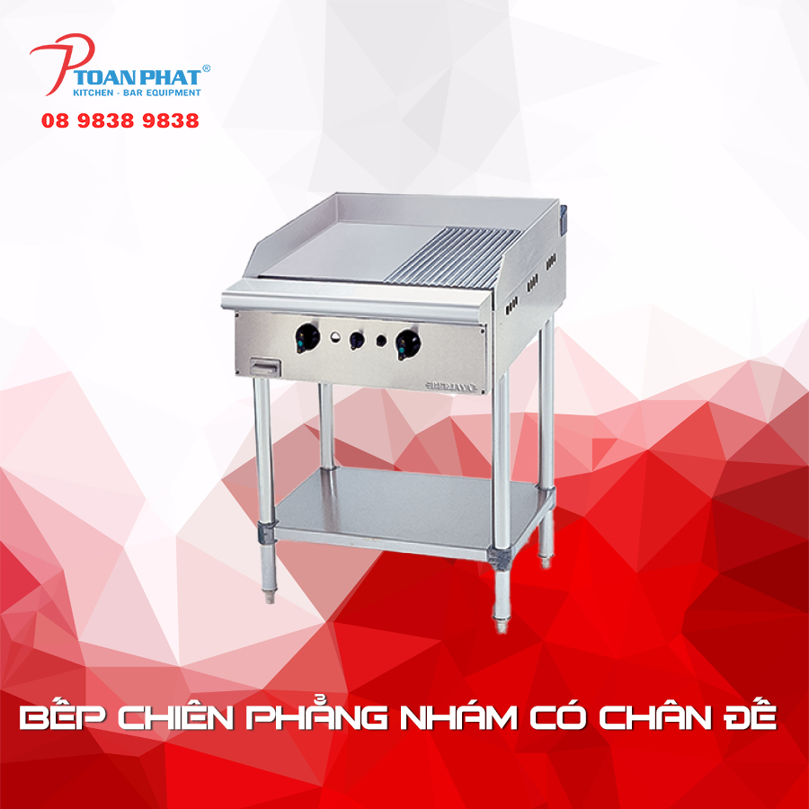 bếp chiên phẳng nhám có chân đế berjaya