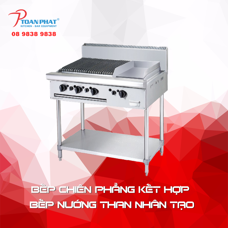 thiet20bi209-4 bếp chiên phẳng kết hợp bếp nướng than nhân tạo berjaya