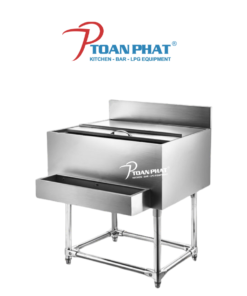 THÙNG ĐÁ INOX CÓ CHÂN KÈM KHAY ĐỰNG CHAI LỌ