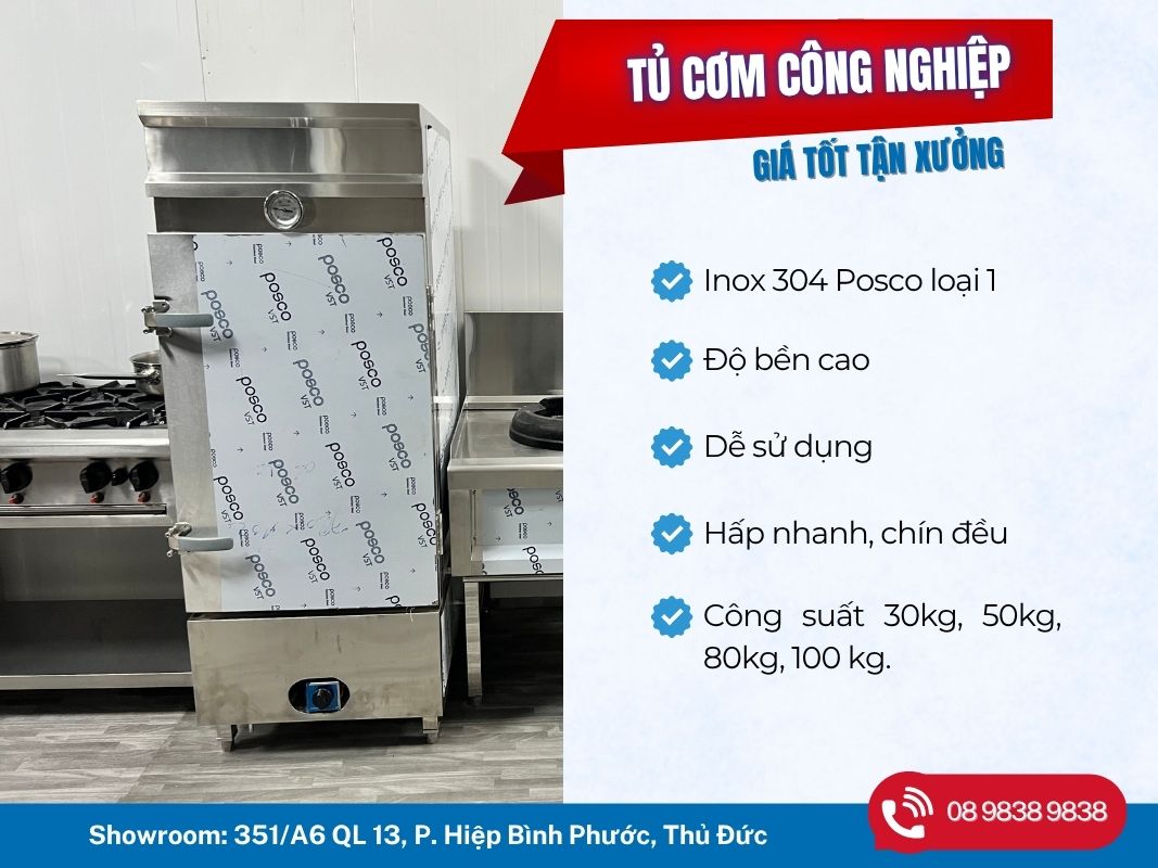 TỦ HẤP CƠM CÔNG NGHIỆP 80 KG 2 Tủ hấp cơm công nghiệp