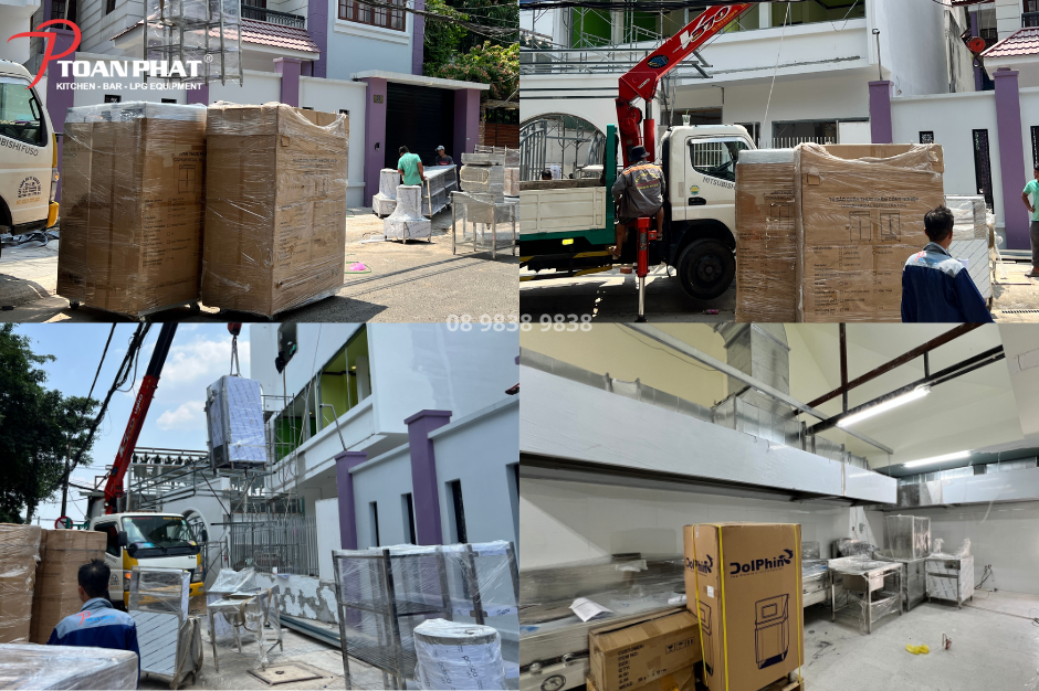 THANG TỜI THỰC PHẨM 4 Quá trình vận chuyển thang thực phẩm tại công trình