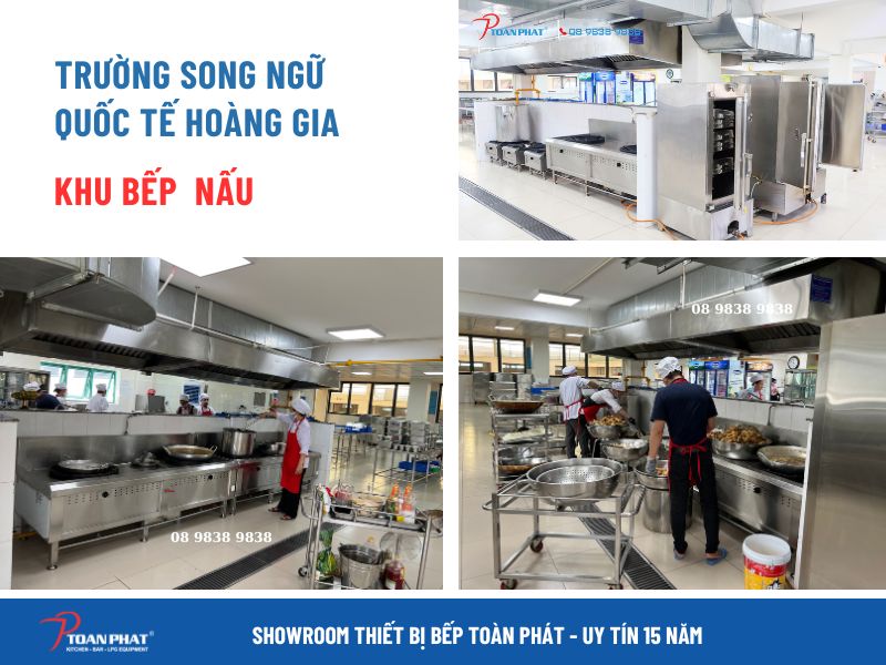 Dự án tiêu biểu: Toàn Phát thi công bếp căn tin trường học song ngữ Quốc tế Hoàng Gia Royal School 1 Khu vực bếp nấu trường song ngữ Hoàng Gia