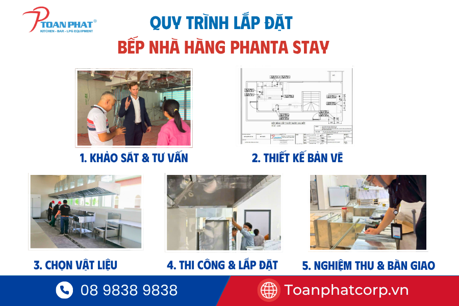 Dự án hệ thống bếp nhà hàng Phanta Stay | Giải pháp bếp công nghiệp tối ưu từ Toàn Phát 8 Quy trình lắp đặt bếp nhà hàng Phanta Stay