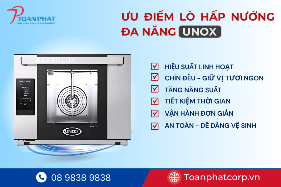 Dự án bếp công nghiệp nhà hàng La Haye Kitchen & Bar tại BLOQ Square Quận 2 5 Lò hấp nướng đa năng Unox do Toàn Phát lắp đặt