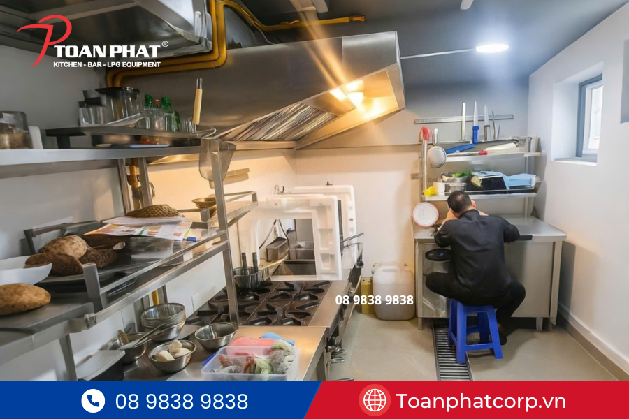 Hệ thống bếp hỗ trợ chuyên nghiệp tại G-Pub do Toàn Phát lắp đặt