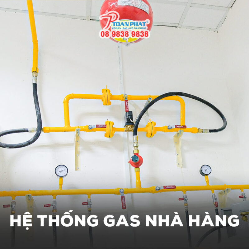 NHÀ HÀNG CHAY QUANG THẢO 2 5 hệ thống gas nhà hàng Toàn Phát thi công