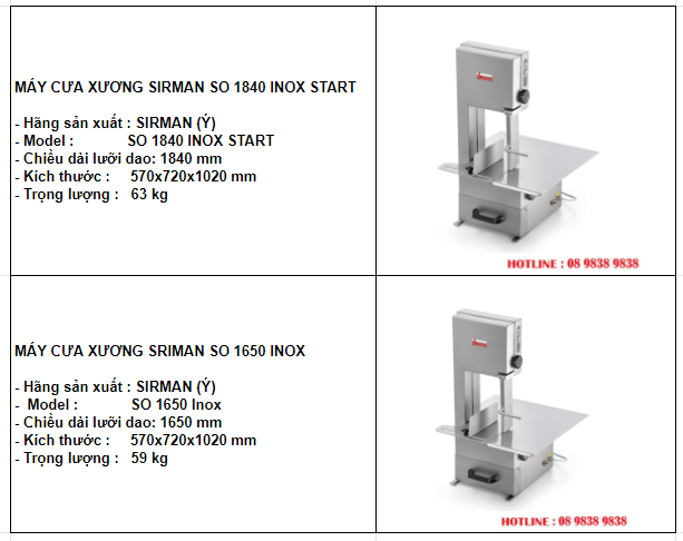 Thiết bị xử lý thực phẩm Máy cưa xương sirman