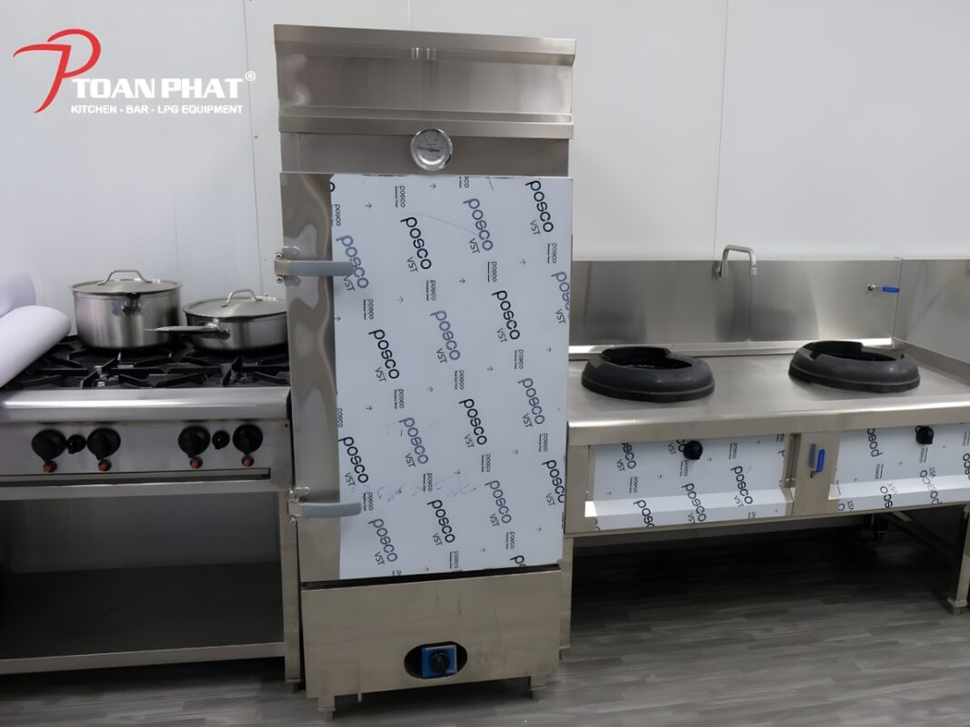 Dự án thi công bếp ăn công nghiệp cho nhà hàng Thủy Hoàng Nguyên 8 Tủ cơm công nghiệp