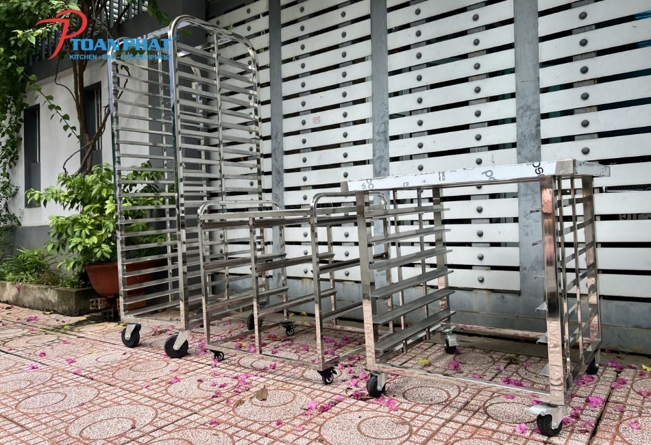 Xe đẩy khay cơm inox