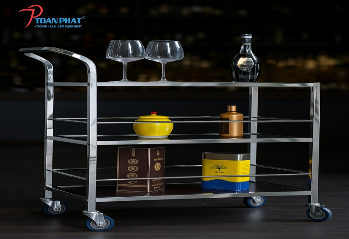 Xe đẩy inox phục vụ bar