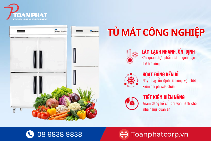 Dự án bếp công nghiệp nhà hàng tại tòa nhà Etown 6 | Thi công bởi Toàn Phát 4 Tủ đông mát Okinaga