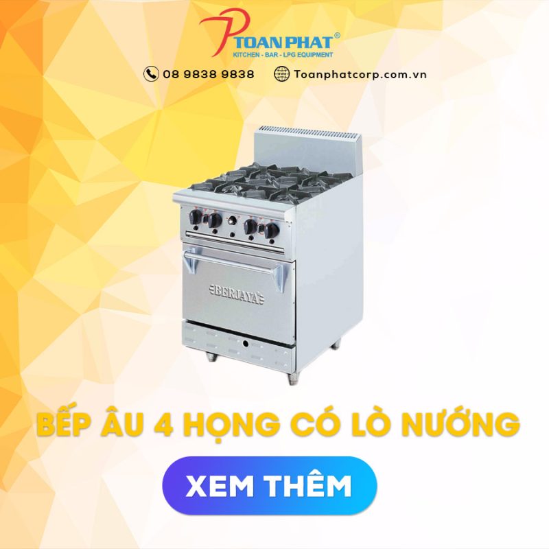 Bếp Âu 4 họng 7 Bếp Âu 4 họng có trang bị lò nướng