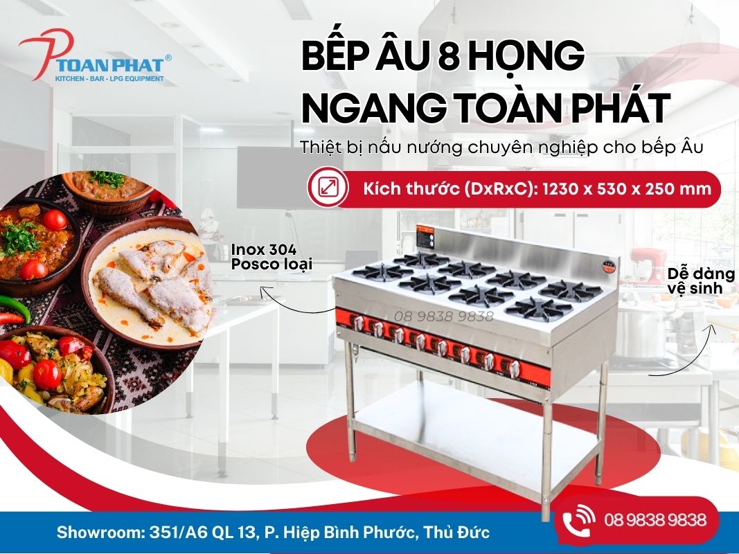Bếp âu 8 họng 2 Bếp Âu 8 họng ngang Toàn Phát