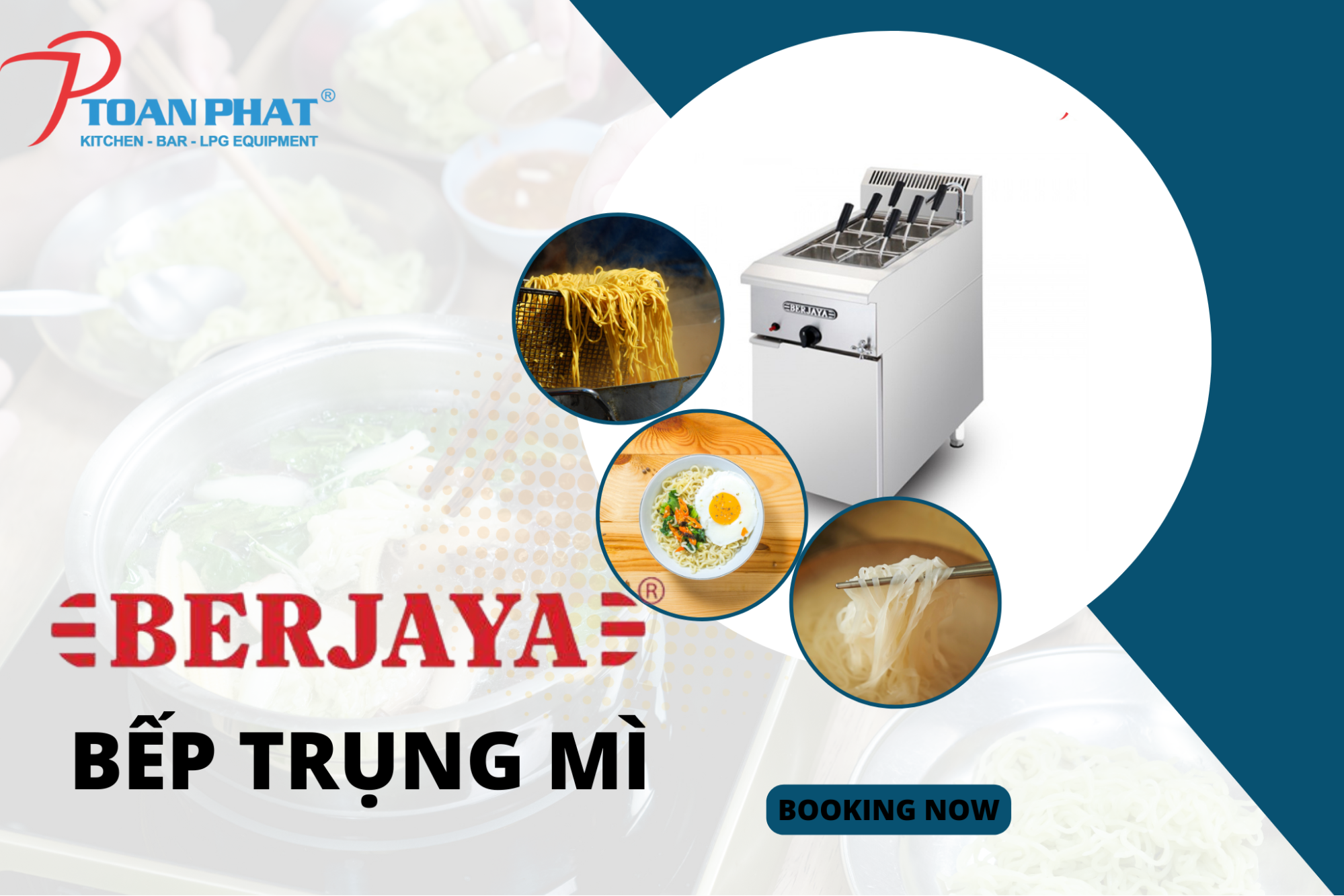 Bếp trụng mì Berjaya hoạt động ổn định và đạt hiệu suất cao nhất