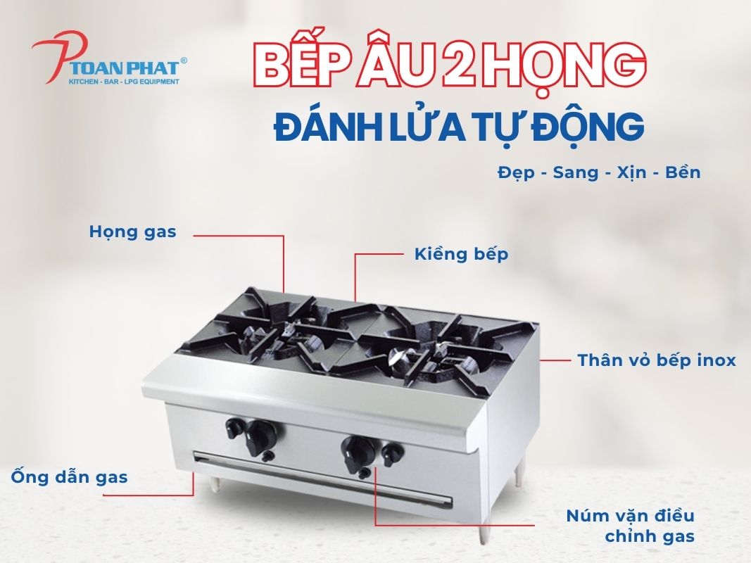Bếp âu 2 họng 3 Cấu tạo của bếp Âu 2 họng