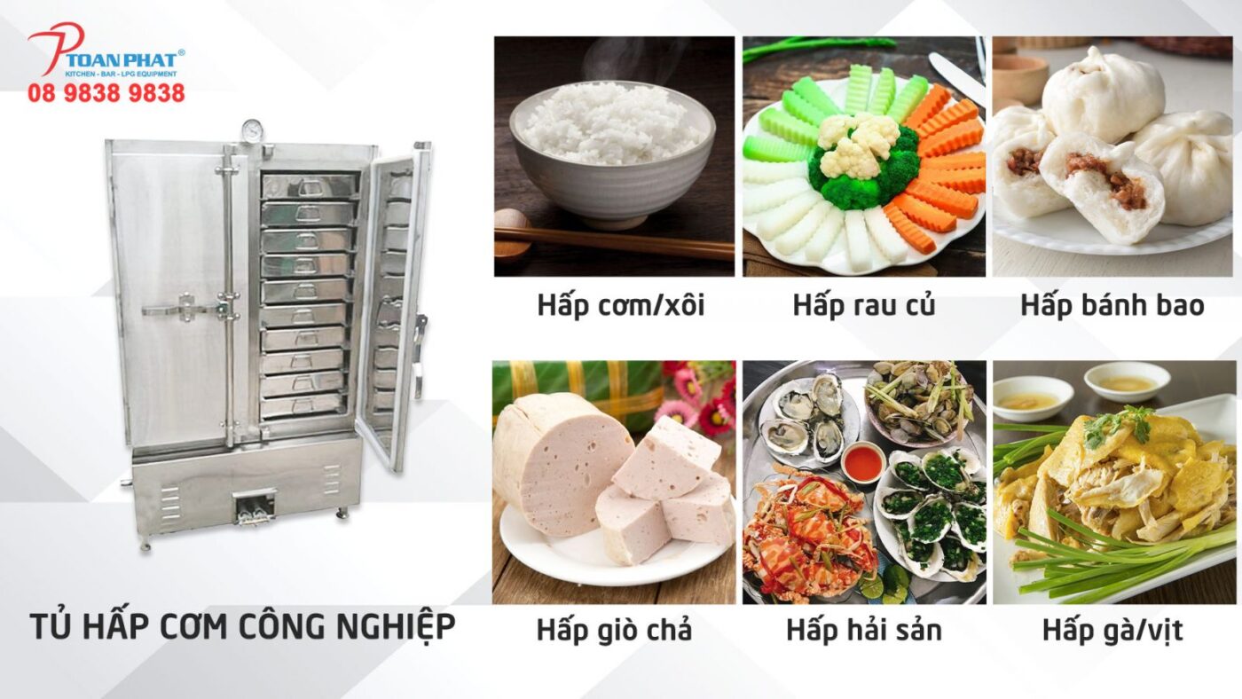 Tủ hấp cơm công nghiệp có công năng đa dạng