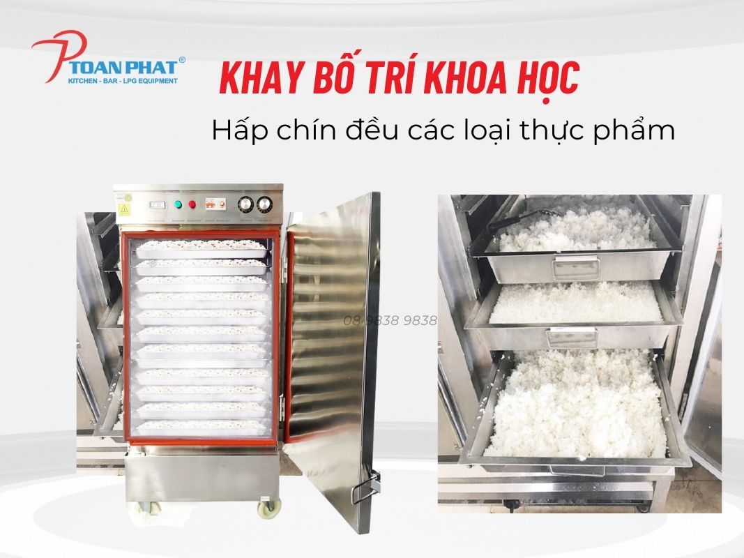 Tủ hấp công nghiệp giúp hấp chín đều các loại thực phẩm