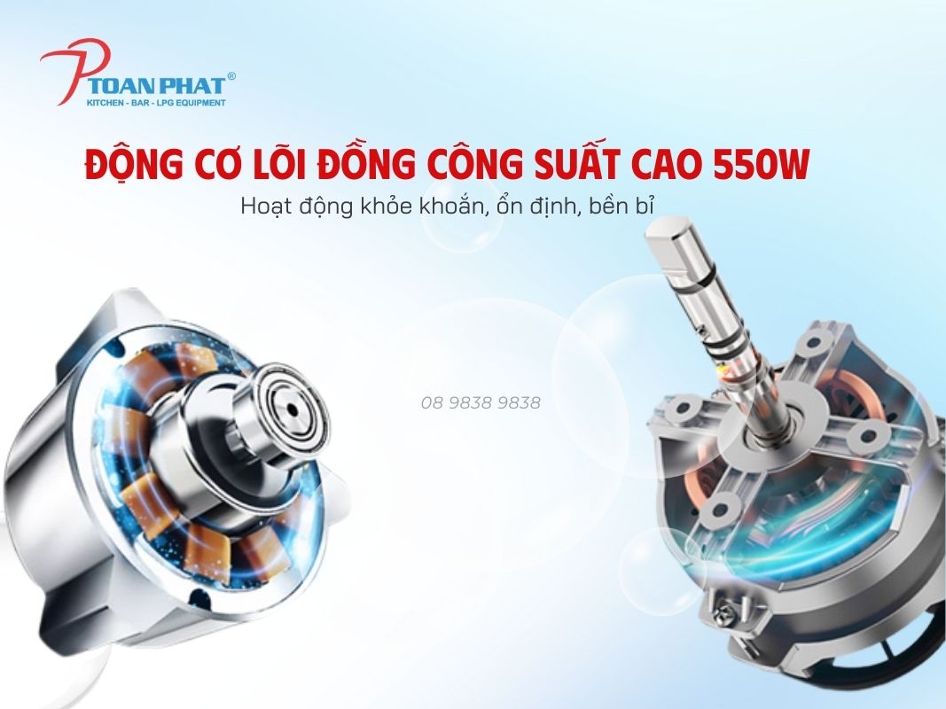 Động cơ lõi đồng công suất cao 550W