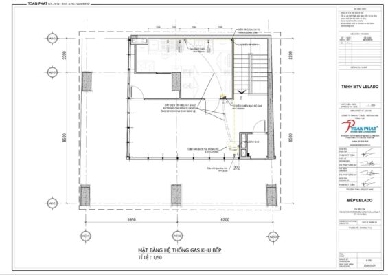 Sơ đồ lắp đặt hệ thống gas tại Bếp Lelado của Toàn Phát thi công