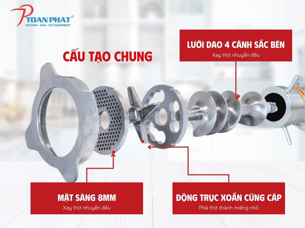 Cấu tạo chính của máy xay thịt công nghiệp