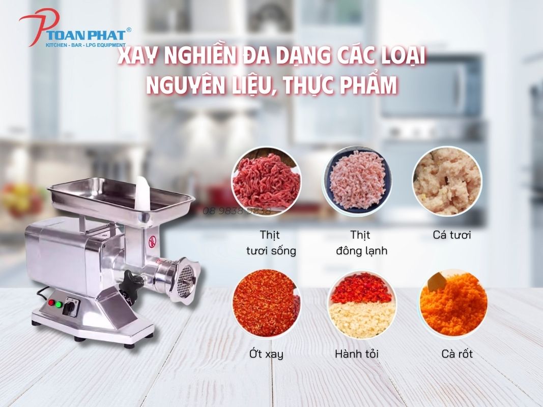 Máy xay thịt công nghiệp có khả năng xử lý đa dạng thực phẩm