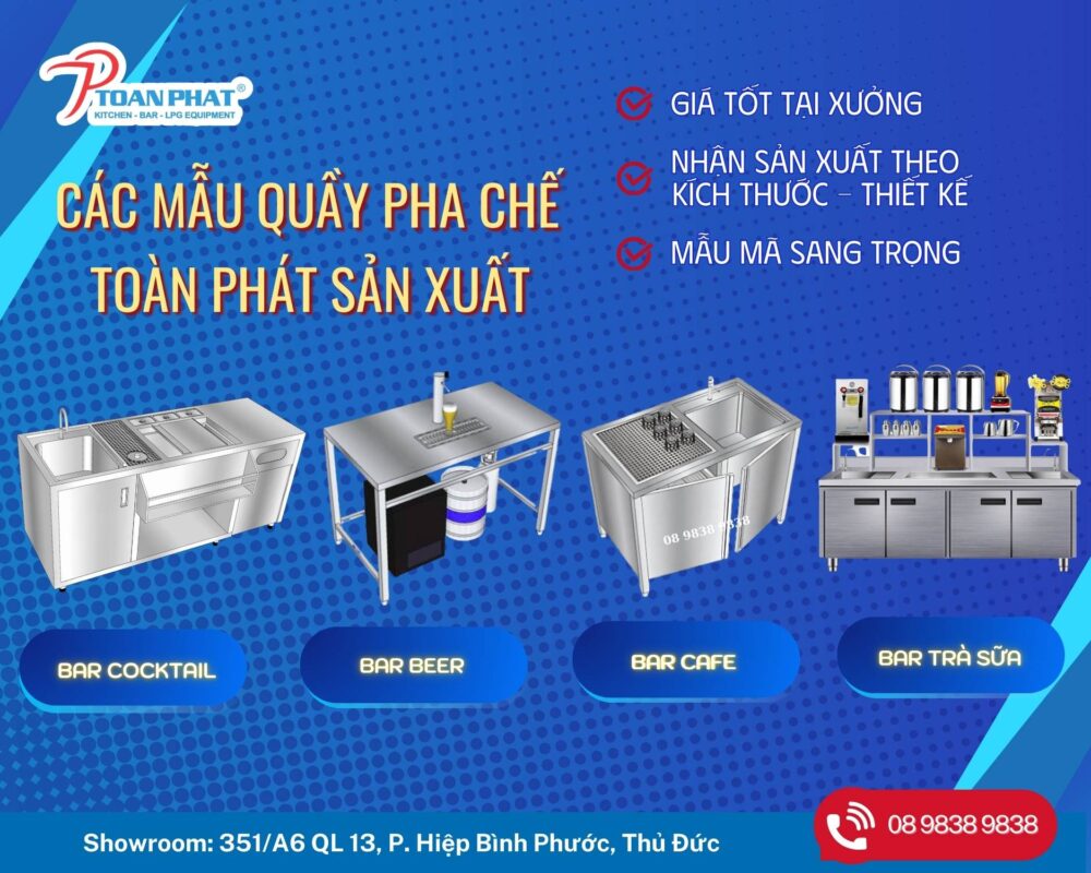 MODULE QUẦY PHA CHẾ COCKTAIL INOX 2 Quầy pha chế Inox Toàn Phát