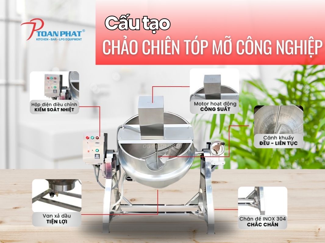 CHẢO CHIÊN TÓP MỠ CÔNG NGHIỆP 4 Chảo chiên tóp mỡ công nghiệp Toàn Phát sản xuất