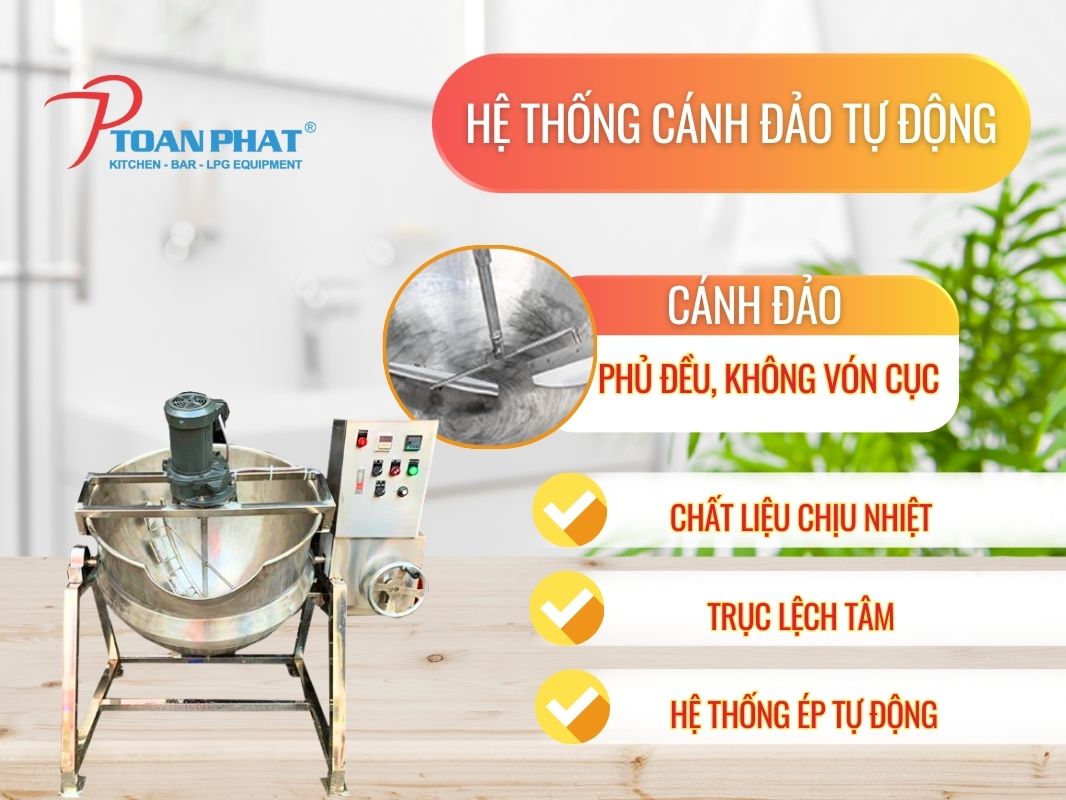 CHẢO SÊN MỨT CÓ CÁNH KHUẤY ĐA NĂNG 7 Hệ thống cảnh đảo tự động chảo sên thông minh