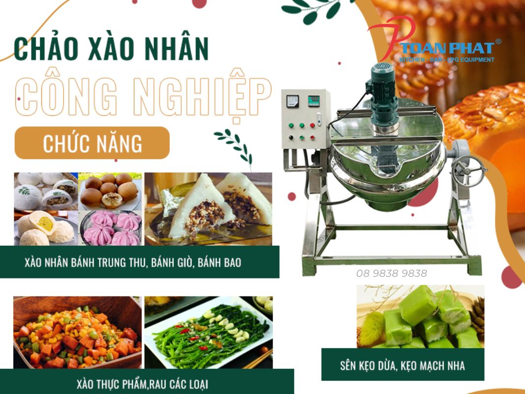 CHẢO XÀO NHÂN BÁNH TRUNG THU CÔNG NGHIỆP 200L 3 Các dòng chảo xào công nghiệp được sử dụng phổ biến