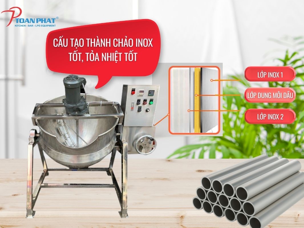 CHẢO XÀO NHÂN BÁNH TRUNG THU CÔNG NGHIỆP 200L 7 Hệ thống gia nhiệt tiên tiến chảo xào công nghiệp Toàn Phát