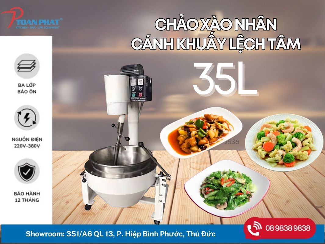 CHẢO XÀO NHÂN CÁNH KHUẤY LỆCH TÂM 35L 2 Chảo xào nhân cánh khuấy lệch tâm 35L