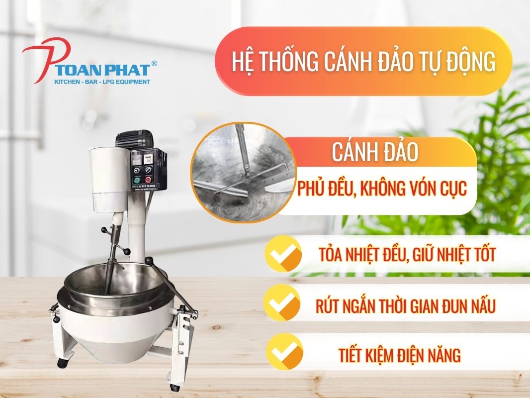 CHẢO XÀO NHÂN CÁNH KHUẤY LỆCH TÂM 35L 5 Cành khuấy Chảo xào nhân cánh khuấy lệch tâm 35L đều chống cháy
