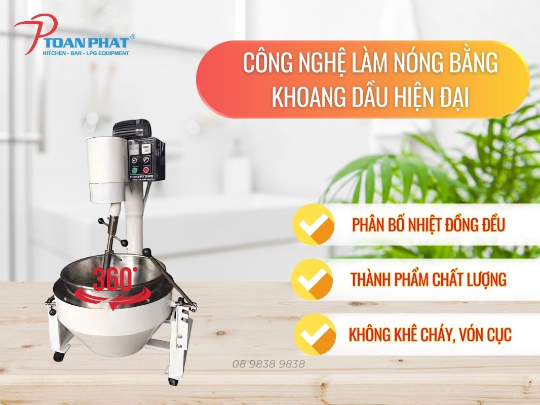 CHẢO XÀO NHÂN CÁNH KHUẤY LỆCH TÂM 35L 7 Lòng Chảo xào nhân cánh khuấy lệch tâm 35L sâu đến 500mm