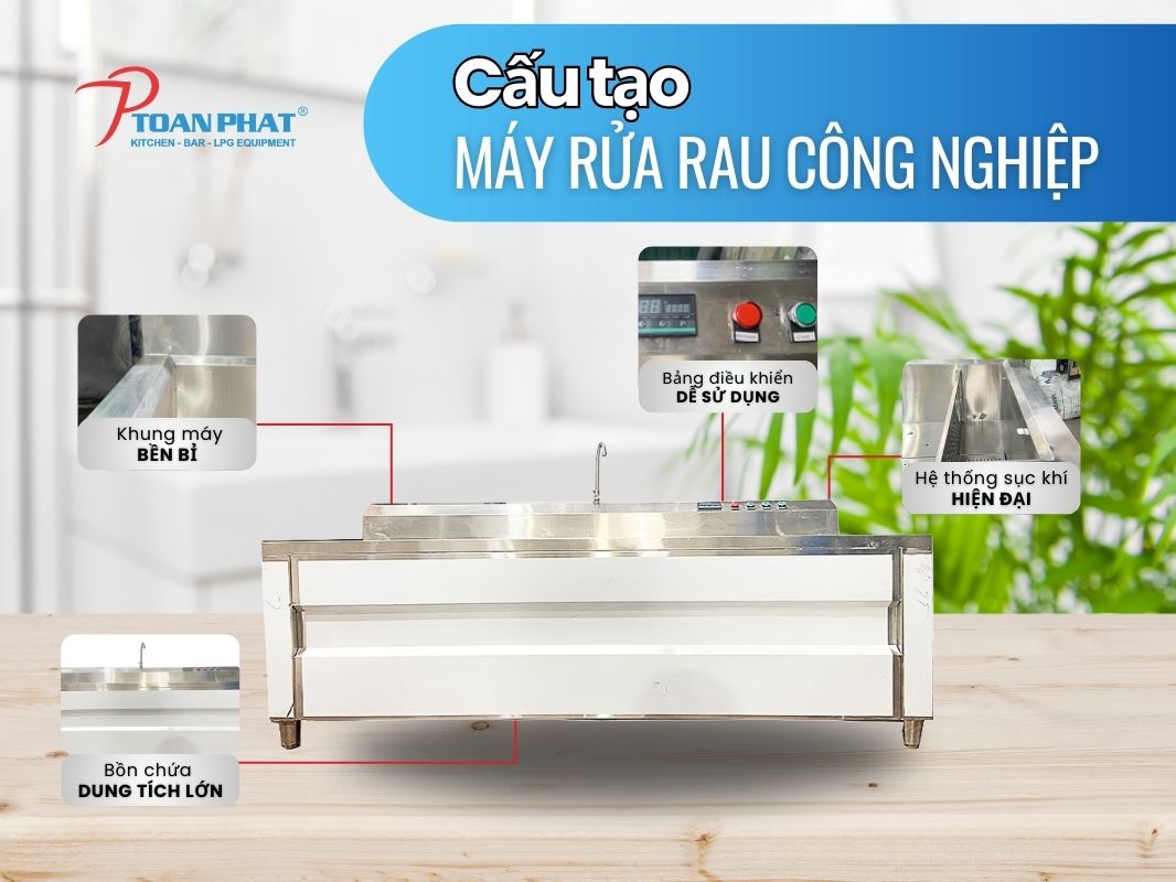 MÁY RỬA RAU CỦ CÔNG NGHIỆP 3 Cấu tạo của máy rửa rau củ công nghiệp