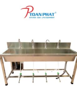 MÁNG RỬA TAY VAN ĐẠP CHÂN 4 VÒI INOX 304 MRT09304